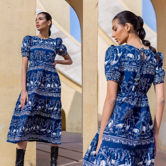 BEYOND BY VERA 1867 Lilly Midi Dress I'm Harmony Blue L.
